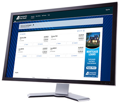 Laptop screen showing online banking